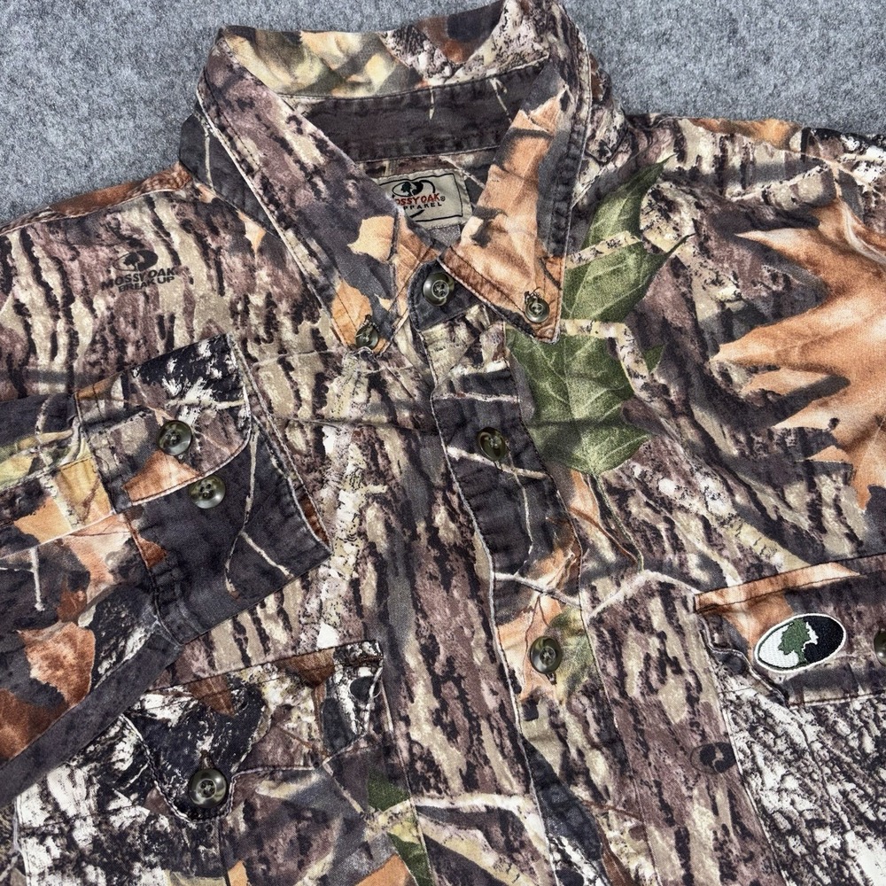 Mossy Oak Apparel Shirt Mens 2XL Camo Hunting Button Down Long Sleeve Outdoors